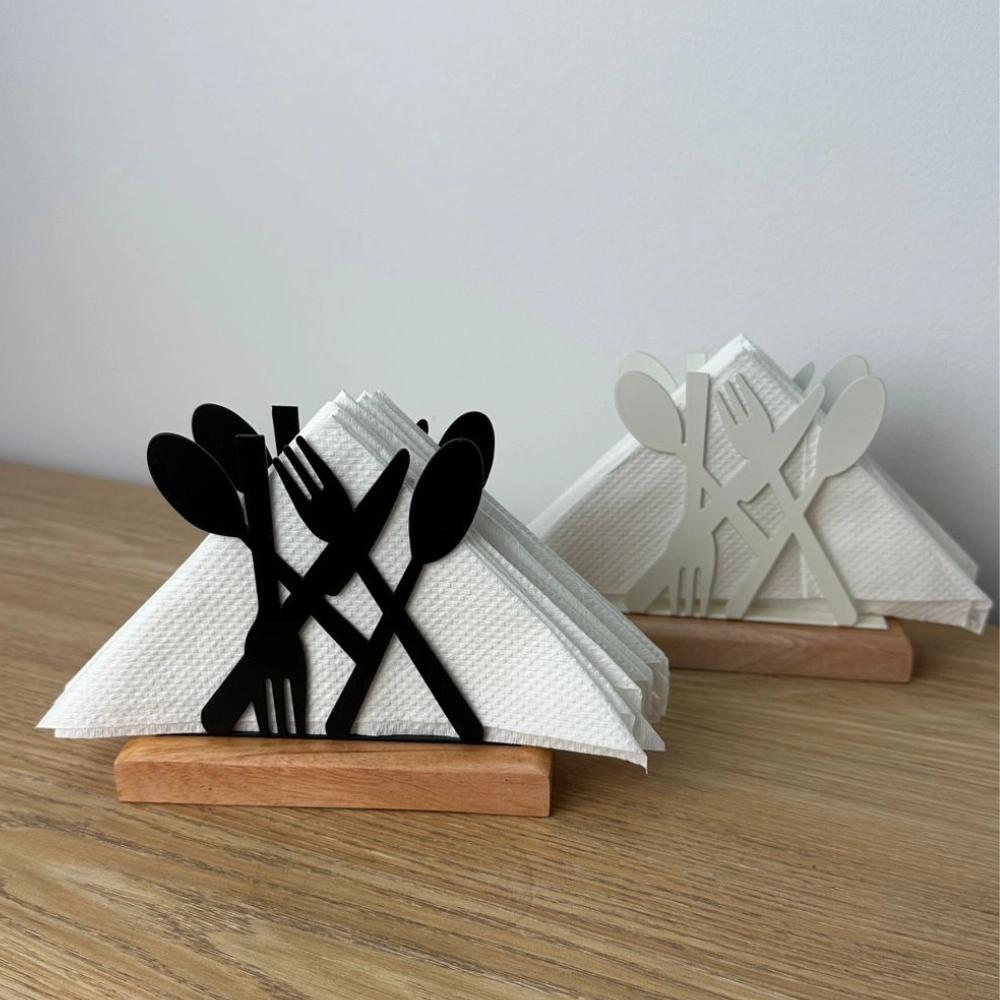 Spoon Shaped Tissue Holder with Wooden Base TW01SH